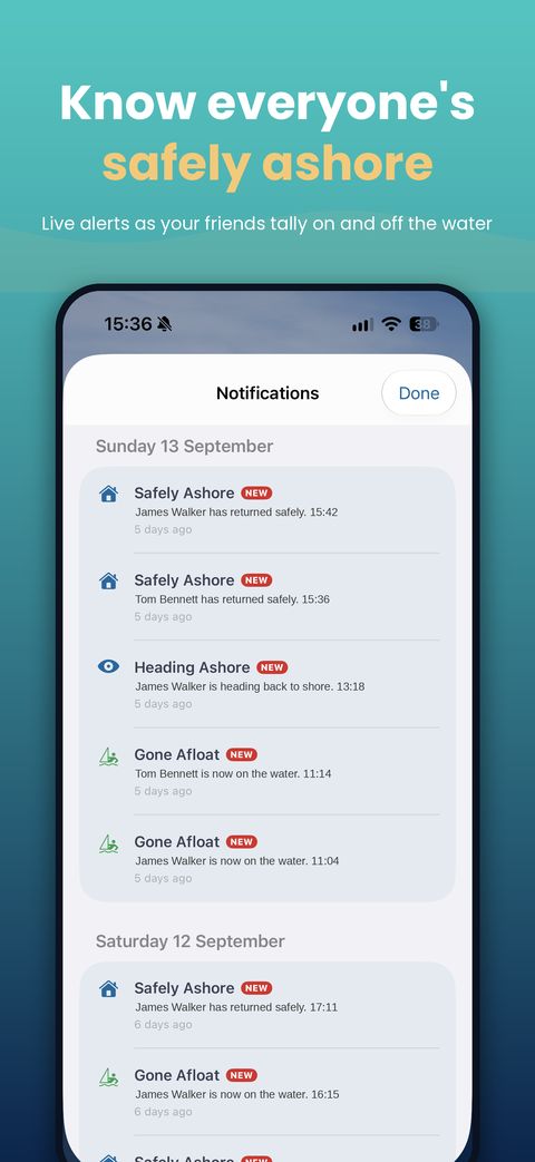Know everyone's safely ashore — notifications