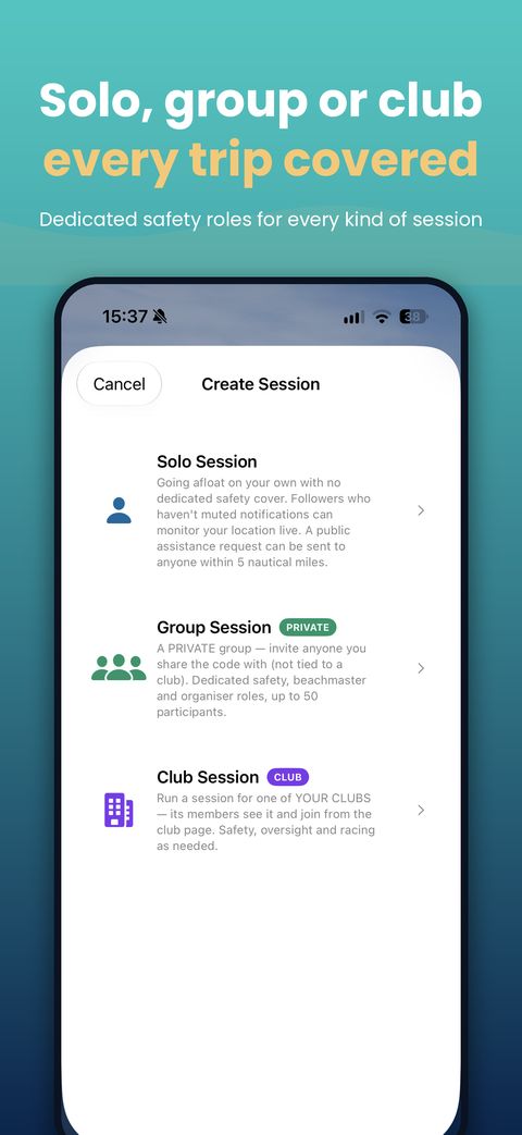 Solo, group or club sessions