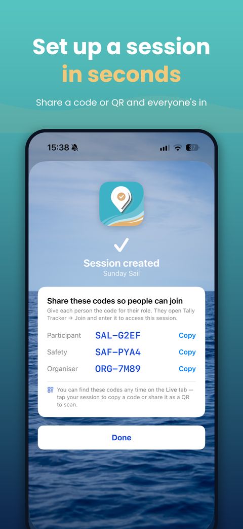 Set up a session in seconds — join codes