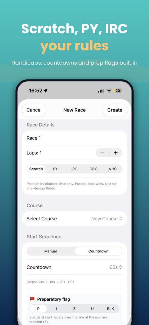 Scratch, PY and IRC handicap racing
