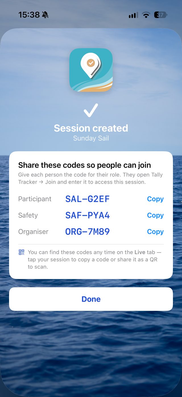 Tally Tracker session join codes