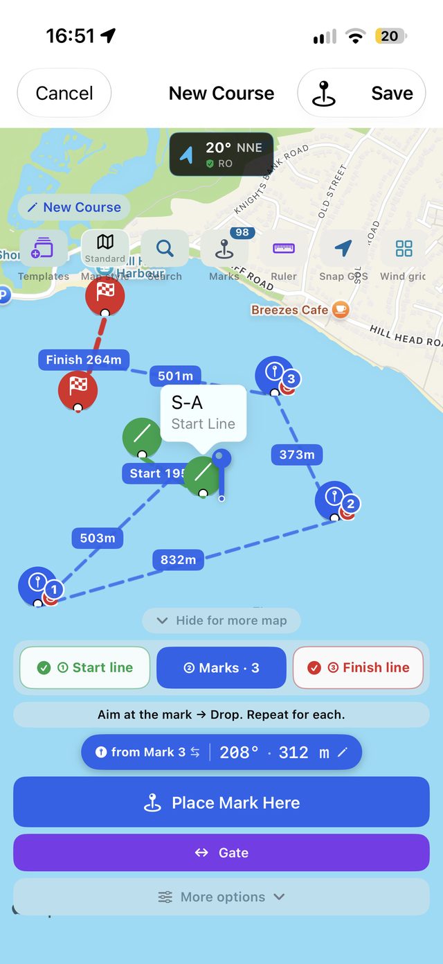 Tally Tracker course builder on the map